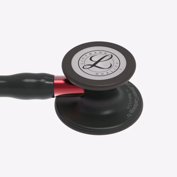 Cardiology-IV_Black-Finish-Chestpiece_Black-Tube_Red-Stem_Black-Headset_04 Littmann® Cardiology IV™- Black-Finish Chestpiece, Black Tube, Red Stem and Black Headset