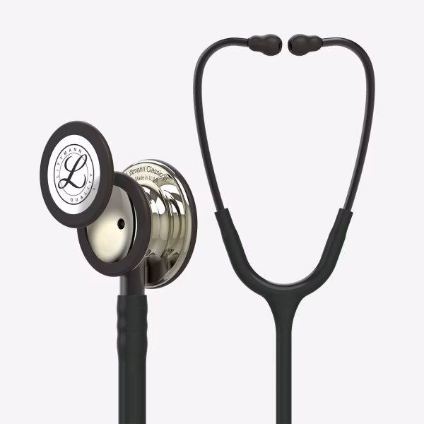 Classic-III_Black-Tube_Champagne-Finish-Chestpiece_Smoke-stemheadset_01 Littmann® Classic III™- Black Tube, Champagne - Finish Chestpiece, Smoke Stem and Headset