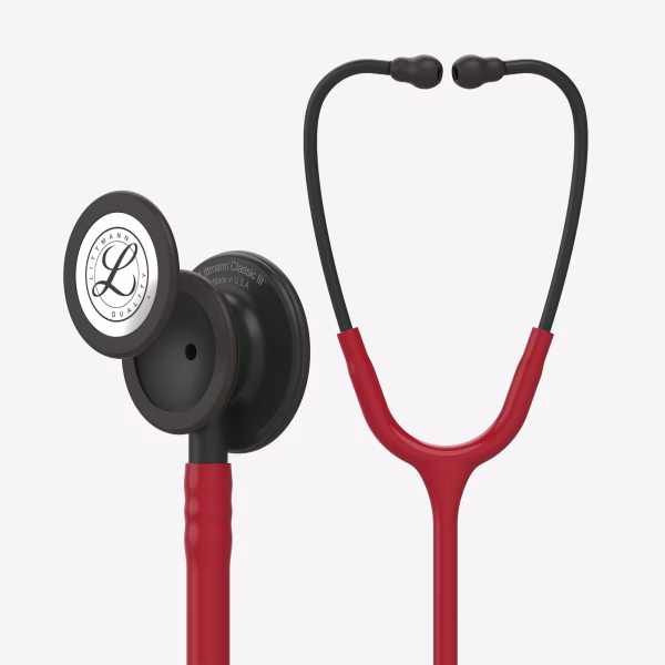 Classic-III_Burgundy-Tube_Black-Finish-Chestpiece_01 Littmann® Classic III™- Burgundy Tube, Black-Finish Chestpiece, stem and headset