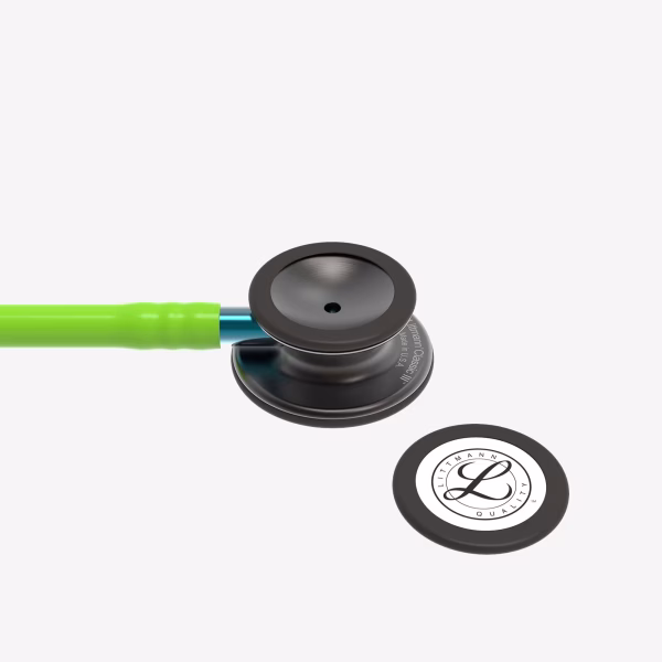 Classic-III_Lime-Green-Tube_Smoke-Chestpiece_Blue-Stem_Smoke-Headset_05 Littmann® Classic III™- Lime Green Tube, Smoke Chestpiece, Blue Stem and Smoke Headset