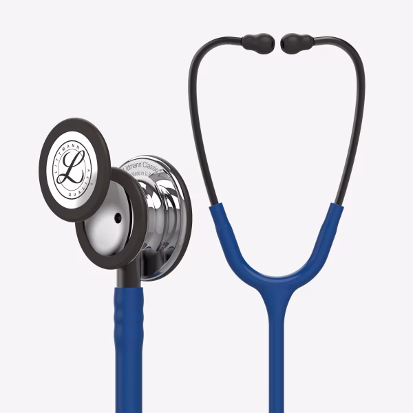 Classic-III_Navy-Blue-Tube_Mirror-Chestpiece_Smoke-StemHeadset_01 Littmann® Classic III™- Navy Blue Tube, Mirror - Finish Chestpiece, Smoke Stem and Headset