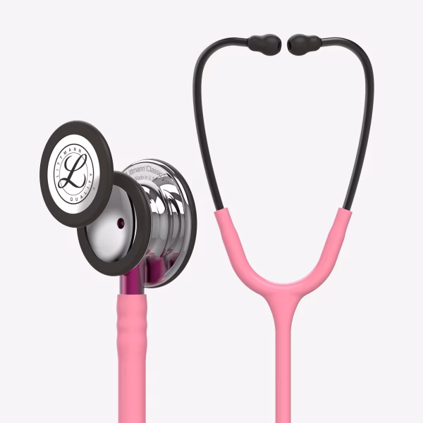 Classic-III_Pearl-Pink-Tube_Mirror-Chestpiece_Pink-Stem_Smoke-Headset_01 Littmann® Classic III™- Pearl Pink Tube, Mirror Chestpiece, Pink Stem & Smoke Headset