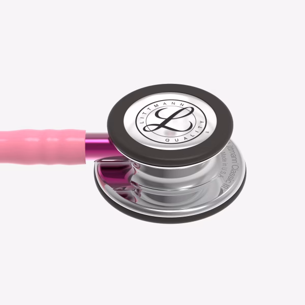 Classic-III_Pearl-Pink-Tube_Mirror-Chestpiece_Pink-Stem_Smoke-Headset_04 Littmann® Classic III™- Pearl Pink Tube, Mirror Chestpiece, Pink Stem & Smoke Headset