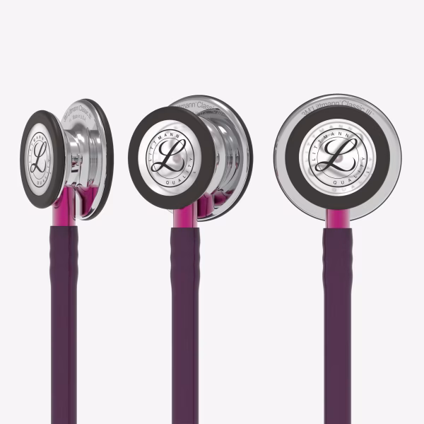 Classic-III_Plum-Tube_Mirror-Chestpiece_Pink-Stem_Smoke-Headset_06 Littmann® Classic III™- Plum Tube, Mirror Chestpiece, Pink Stem & Smoke Headset