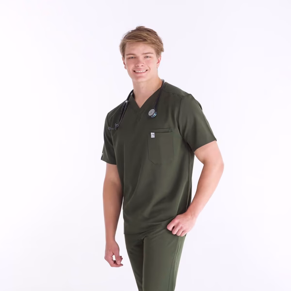 Jeff_Olive-Green_02 Jeff™ Double Pocket Scrub Top